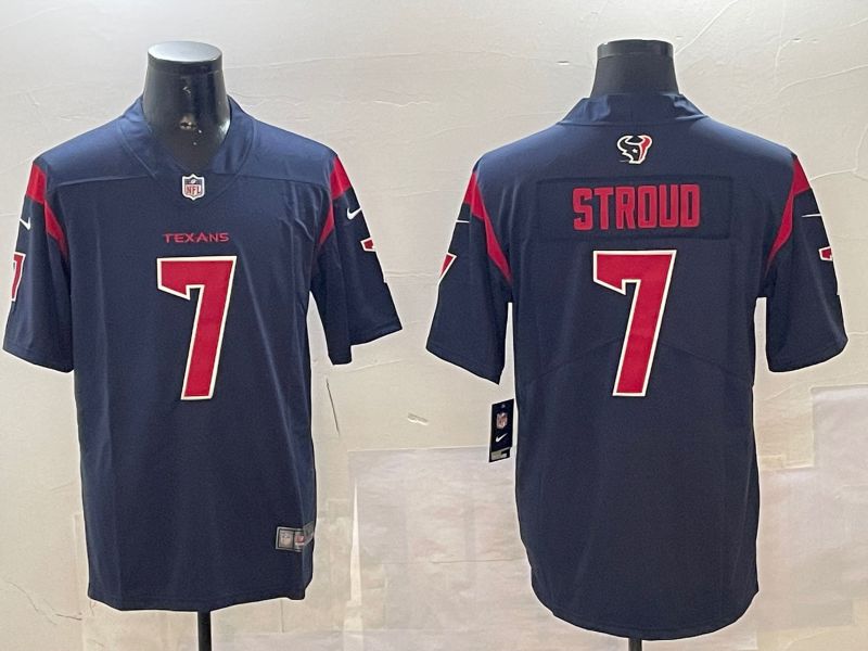 Men Houston Texans 7 Stroud Blue 2024 Nike Limited NFL Jersey style 0108